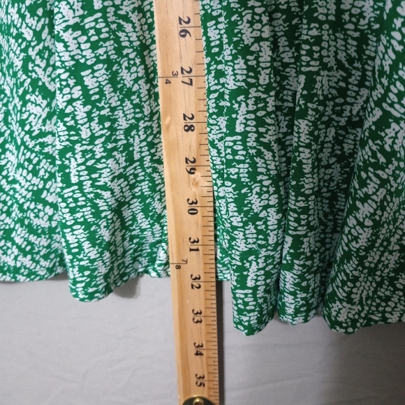 Glam Dress Womens L Fit & Flare Peasant Chiffon Cottagecore Green White Modest - Picture 6 of 6